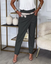 Bella™ | Patchwork Trousers With Free Belt Dark Grey / S Pants