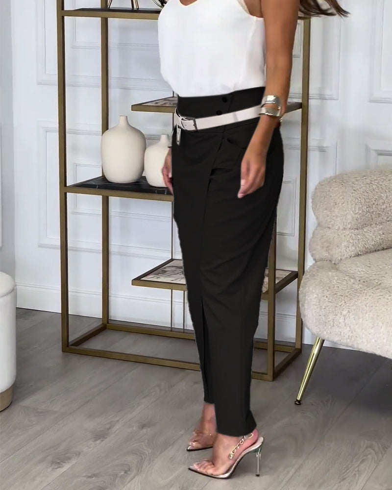 Bella™ | Patchwork Trousers With Free Belt Pants