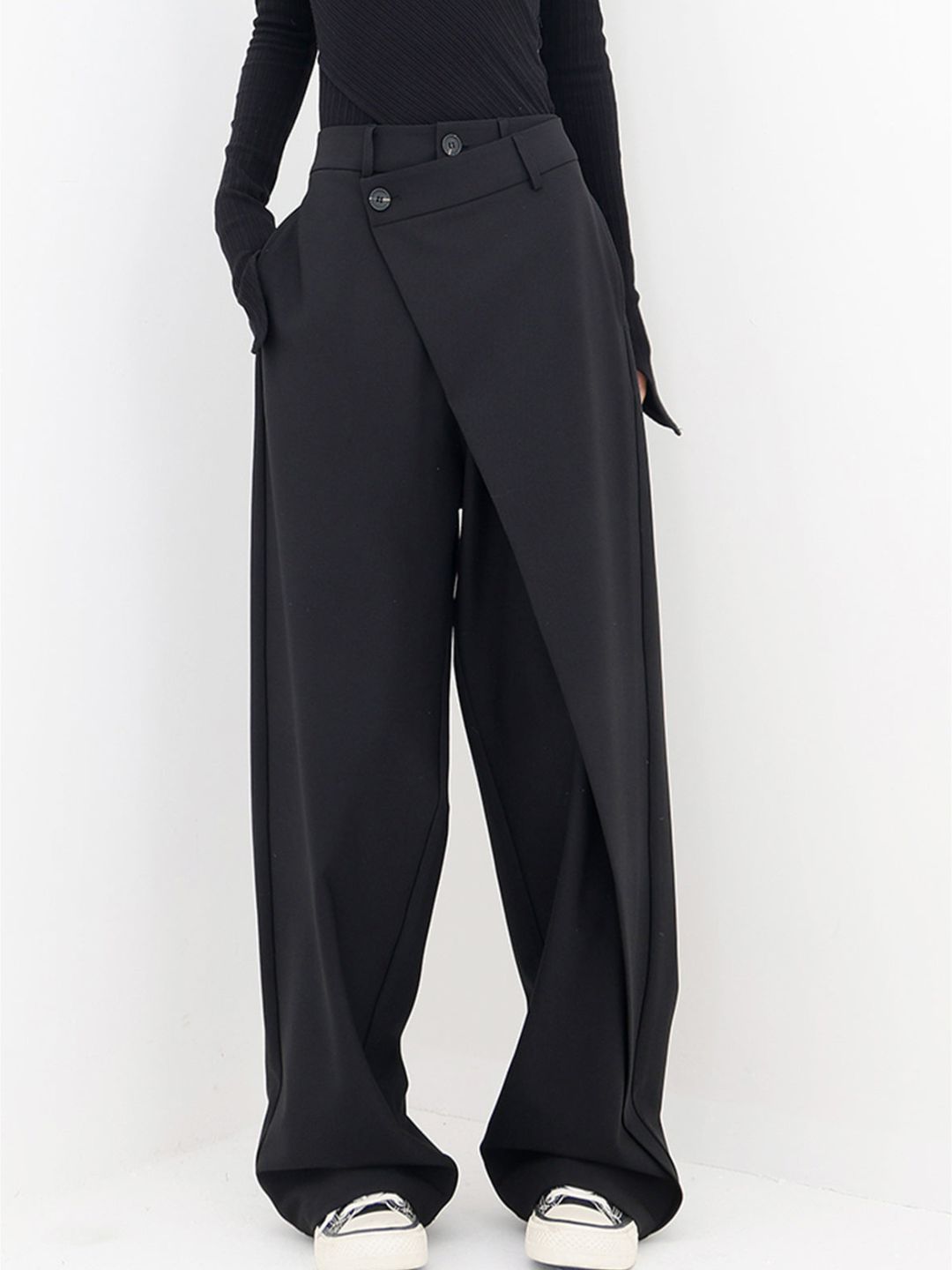 Isabella | Chic Asymmetrical Trousers Black / S