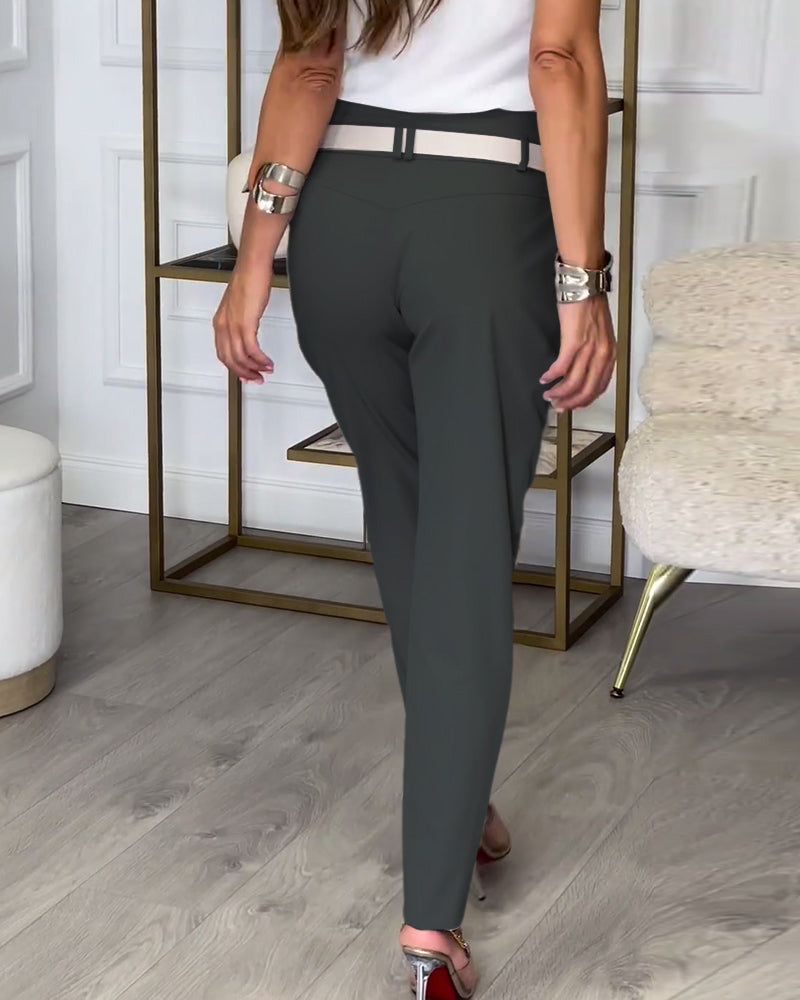 Bella™ | Patchwork Trousers With Free Belt Pants