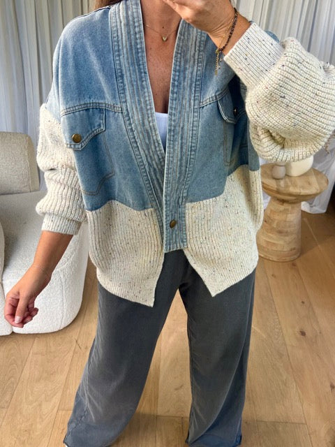 Beatrice | Denim Knit Cardigan