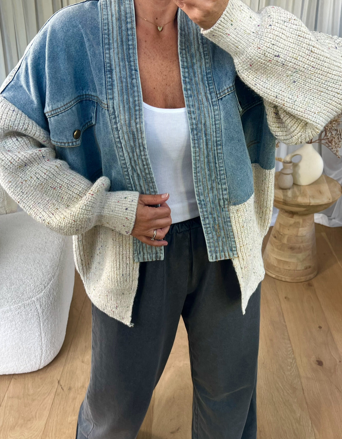 Beatrice | Denim Knit Cardigan