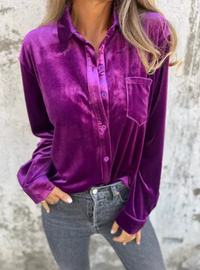 Madeleine™ | Velvet Button-Up Blouse