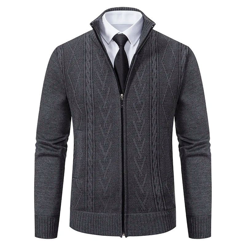 Casper | Warm Zip-Up Cardigan For Men Dark Grey / Xs 50-62 Kg