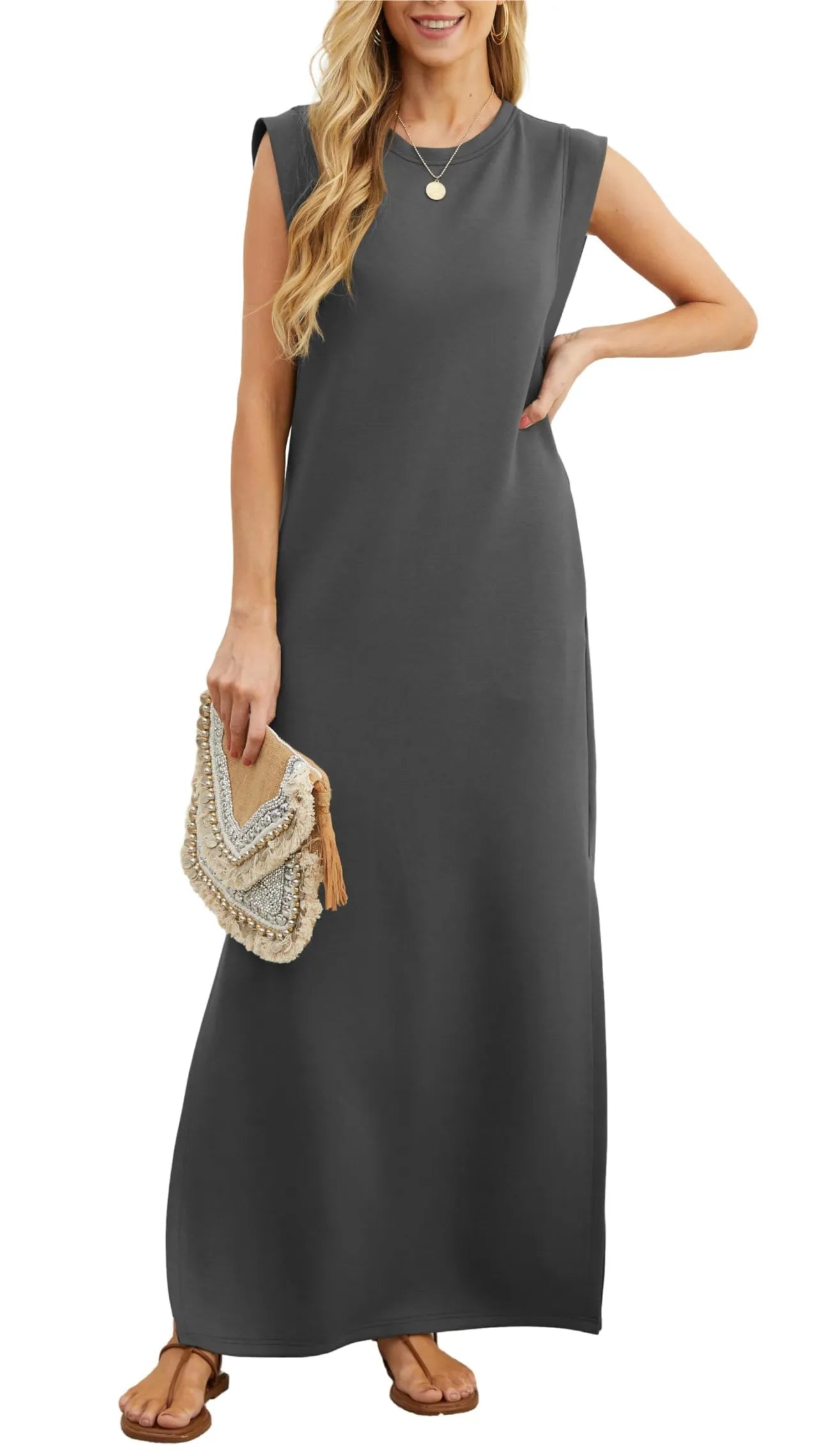 Rose | Maxi Dress With Slit Gray / S