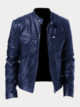 Nathan™ | Casual Leather Jacket Dark Blue / S Coats & Jackets