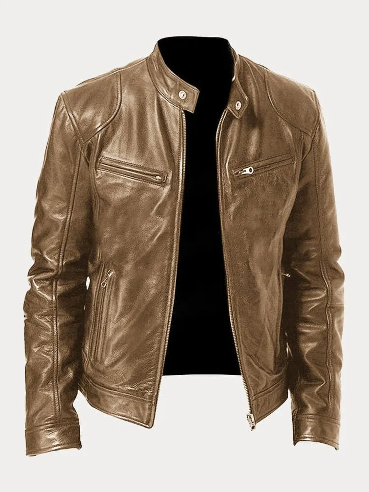 Nathan™ | Casual Leather Jacket Khaki / S Coats & Jackets