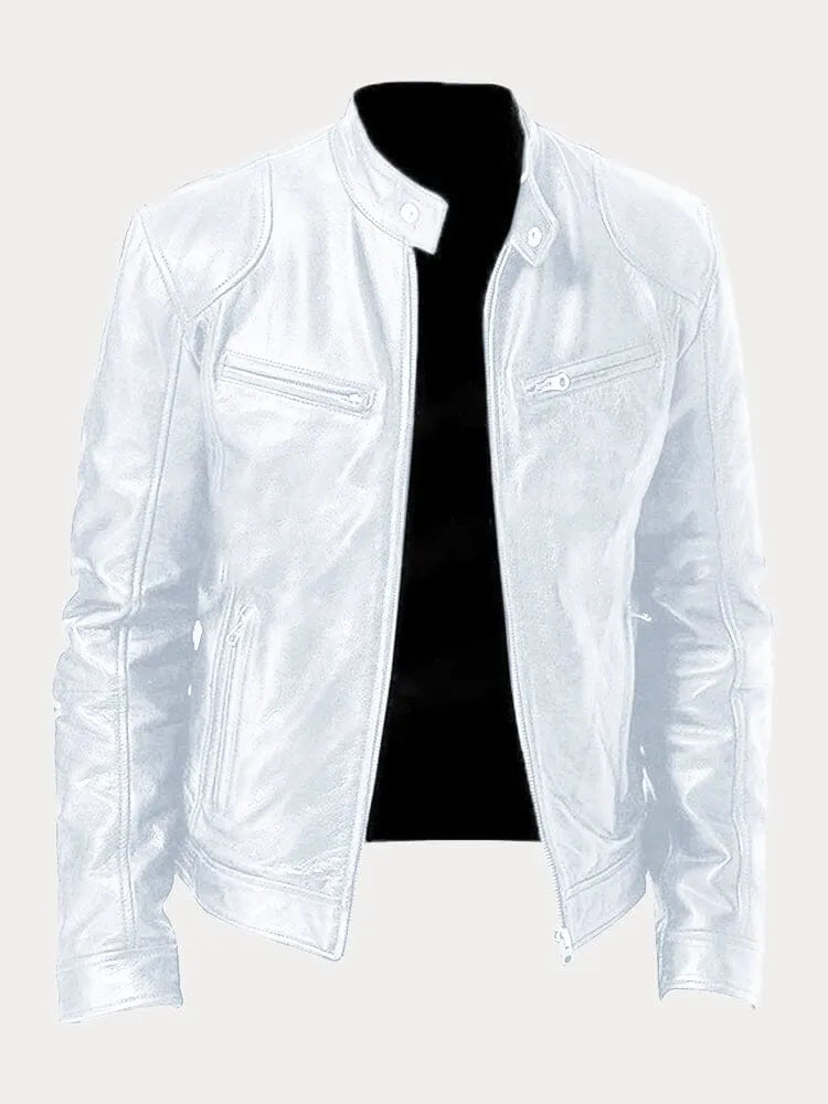 Nathan™ | Casual Leather Jacket White / S Coats & Jackets