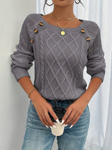 Rosie | Button Knit Sweater Dark Grey / S