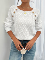 Rosie | Button Knit Sweater White / S