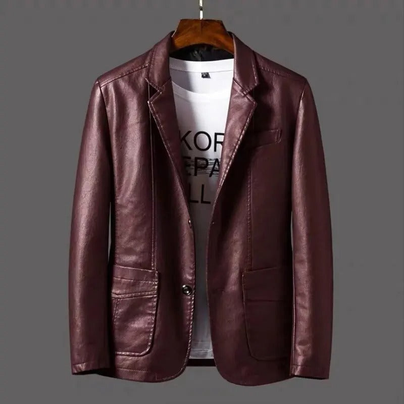 Louis™ - Leather Jacket Bordeaux Red / M