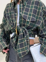 Riley | Oversized Plaid Shirt Dark Green / S