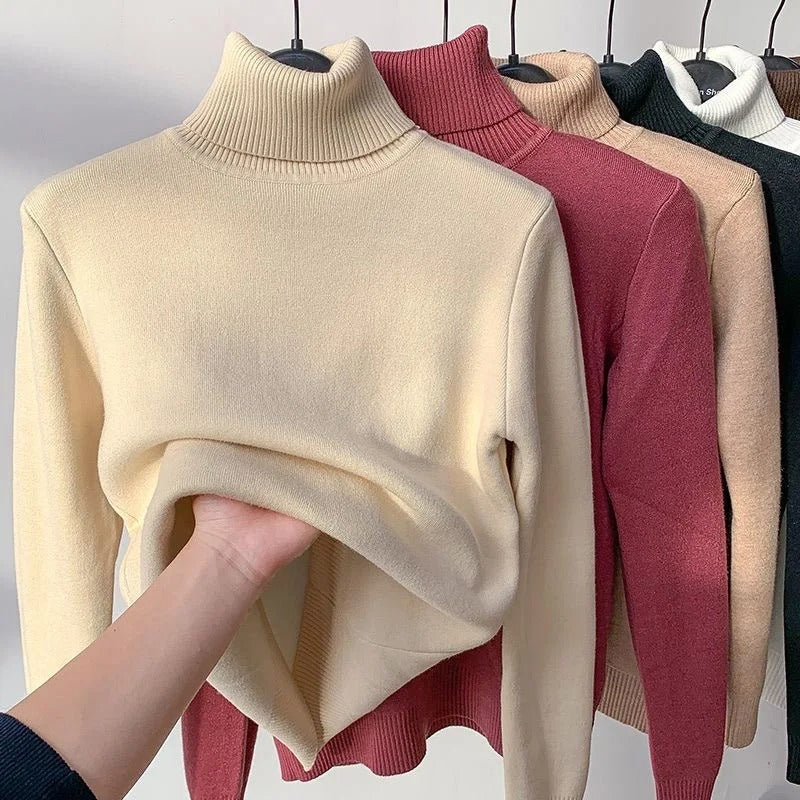 Holly | Turtleneck Sweater With Fleece Apricot / S Sweaters